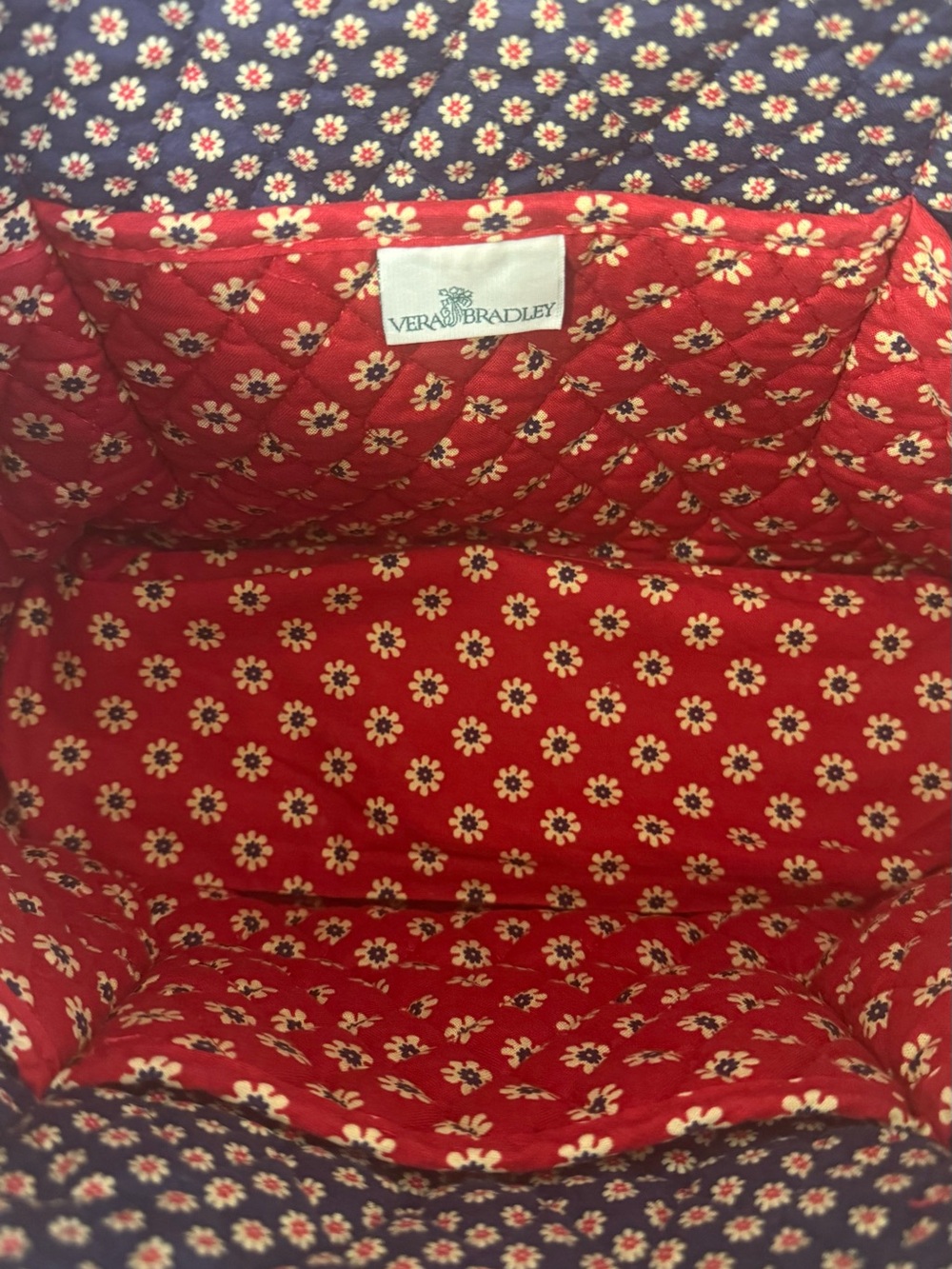 Vera Bradley Americana Red Vintage Quilted Tote Shoulder Bag Zipper 15x12 - Picture 4 of 9